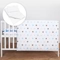 5 Piece Bedding Set Duvet Pillow with Covers & Cotton Sheet for 120x60 cm Baby Cot Bed (Stars Blue)