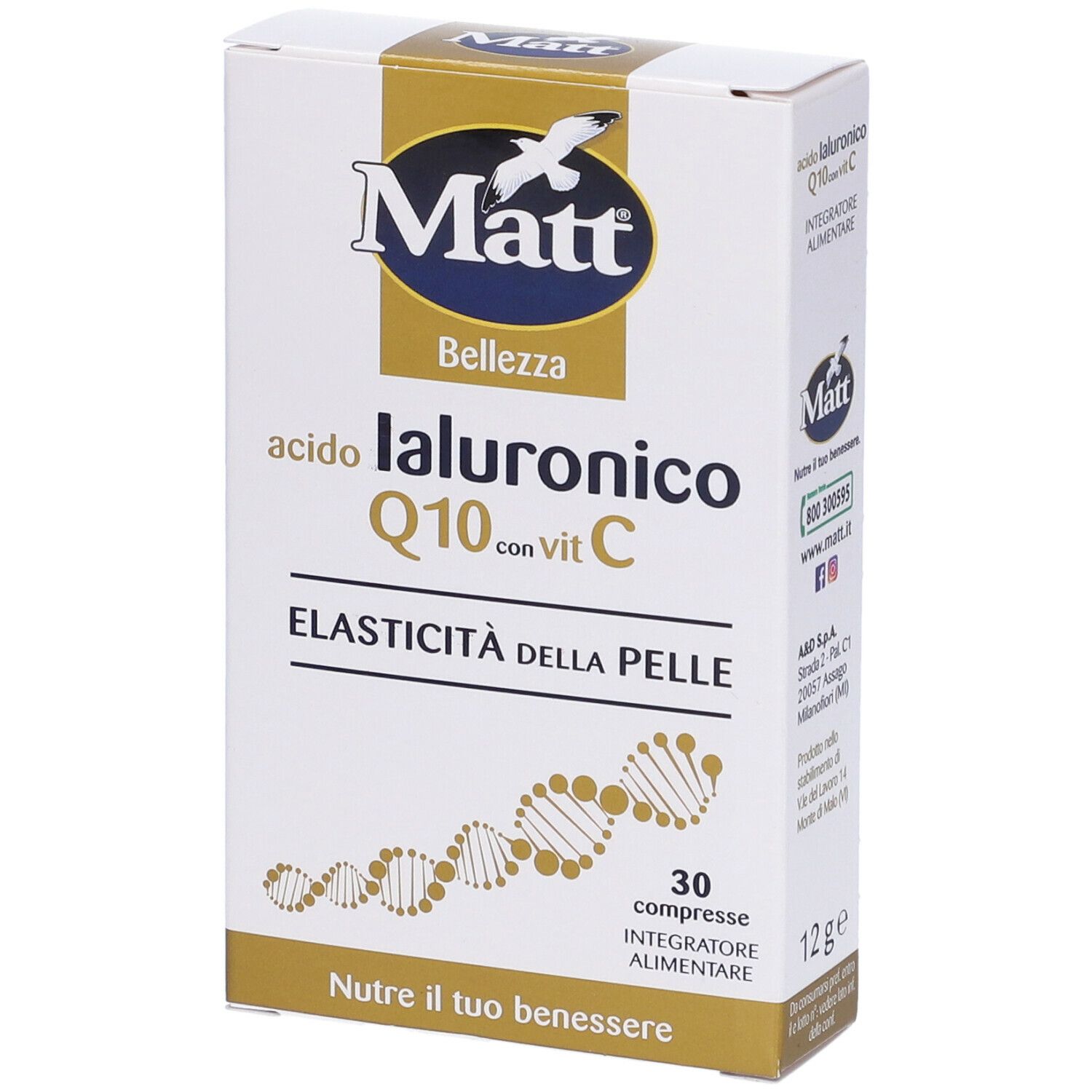 Matt® Benessere acido Ialuronico Q10 con vit C 12 g Compresse