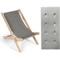 Relax4life - Sedia Pieghevole di Legno da Spiaggia con Cuscino Rimovibile, Sedia Sdraio da Giardino