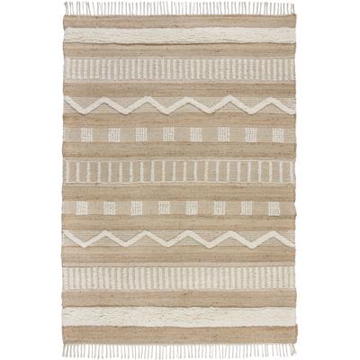 Teppich FLAIR RUGS "Medina" Teppiche Gr. B/L: 160 cm x 230 cm, 12 mm, 1 St., beige (natur) Baumwollteppiche Boho-Look, aus Naturfasern wie Wolle & Jute