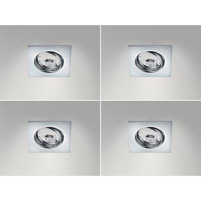 Trio Leuchten - Eckige Einbaustrahler Decke im 4er Set schwenkbar Silber Chrom GU10 Image