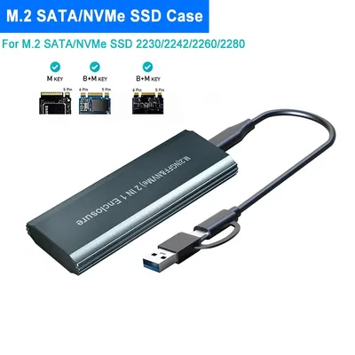 Boîtier M.2 à USB 3.1 SSD double protocole M.2 NVME PCIe NGFF SATA M2 adaptateur pour 2230 2242