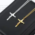 Collier croix de document en or en acier inoxydable pour hommes et femmes pendentif Jésus-Christ