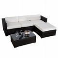 Outdoor Patio PE Wicker Rattan Sofa Patio Sectional Furniture Set Deck Couch Brown - 5 Piece