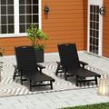 GARDEN Set of 2 Patio Outdoor Chaise Lounge Chair Black