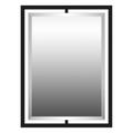 Vintage Rectangular Wall Decor Mirror with Beveled Edge and Floating Frame 24 inches W X 32 inches H-Matte Black Finish Bailey Street Home