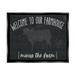 Stupell Industries Welcome To Farmhouse Playful Rustic Cow Motif Graphic Art Jet Black Floating Framed Canvas Print Wall Art Design by White Ladder