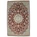 Wine Red Floral 4X6 Indo-Nain Oriental Rug