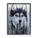 Stupell Industries Smiling Husky Dog Rustic Birch Tree Overlay Graphic Art Black Framed Art Print Wall Art Design by Kamdon Kreations