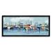 Stupell Industries Varied Boats Docked Port Marina Ocean Landscape Painting Black Framed Art Print Wall Art Design by Tina Finn