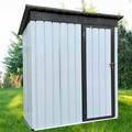 iRerts Outdoor Storage Shed 5FT x 3FT Metal Garden Tool Shed Storage House with Lockable Door and Apex Roof Garden Shed Outdoor Storage for Backyard Garden Patio Lawn White+Gray