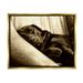 Stupell Industries Cuddling Labrador Dog Sleeping Cozy Sepia Photography Photograph Metallic Gold Floating Framed Canvas Print Wall Art Design by James Dobson