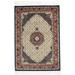 Beige Wool / Silk Rug 4X6 Persian Hand Knotted Kashan Oriental Room Size Carpet