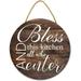 Eveokoki 12 Rustic Wooden Bless This Kitchen And All Who Enter Signs for Front Porch Porch Decor Sign Rustic Wooden Door Hangers Front Door Outdoor Hanging Vertical Sign