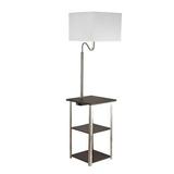 HomeRoots 468399 58 in. Tray Table Floor Lamp with White Square Shade Steel