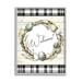 Stupell Industries Spring Speckled Robin Egg Welcome Wreath Patchwork Plaid Country Painting Gray Framed Art Print Wall Art 11 x 14 Design by ND Art