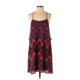 Collective Concepts Casual Dress - A-Line Scoop Neck Sleeveless: Blue Chevron/Herringbone Dresses - Women's Size Small