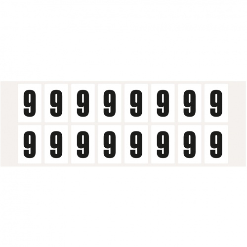 Aufkleber I Ziffer 9, weiß/schwarz, Folie, Schrifthöhe 25mm, 22x36mm, 320 Stück/Packung Image