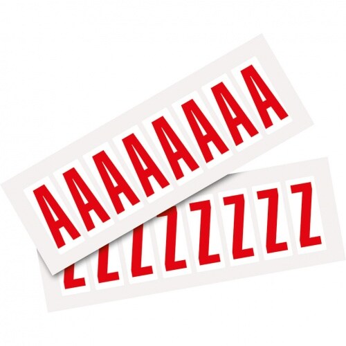 Aufkleber I Kombipackung Buchstabe A-Z, weiß/rot, Folie, SH 50mm, 22x57mm, 8 je Buchstabe/Packung Image
