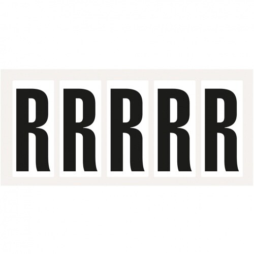 Aufkleber I Buchstabe R, weiß/schwarz, Folie, Schrifthöhe 75mm, 38x88mm, 100 Stück/Packung Image