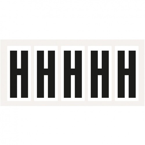 Aufkleber I Buchstabe H, weiß/schwarz, Folie, Schrifthöhe 75mm, 38x88mm, 100 Stück/Packung Image