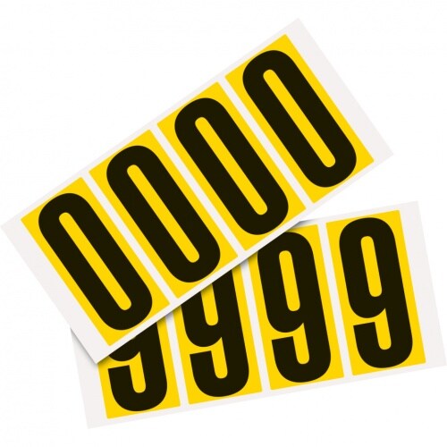 Aufkleber I Kombipackung Ziffer 0-9, gelb/schwarz, Folie, SH 95mm, 47x98mm, 8 je Ziffer/Packung Image
