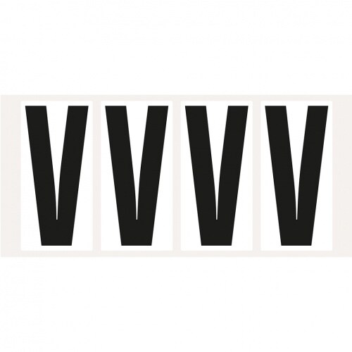 Aufkleber I Buchstabe V, weiß/schwarz, Folie, Schrifthöhe 95mm, 47x98mm, 80 Stück/Packung Image