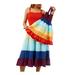 Liangchengmei Mommy and Me Dresses Summer Casual Sleeveless Rainbow Boho Maxi Dress