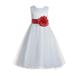 Ekidsbridal Ivory V-Back Lace Edge Junior Flower Girl Dress Wedding Tulle Junior Pageant Gown for Toddlers 183T 12