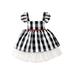 Jkerther Toddler Baby Girl Summer Dress Cute Ruffle Sleeveless Strap Plaid Print Tulle Hem Dress Casual Party Girl Dress
