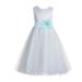 Ekidsbridal Ivory V-Back Lace Edge Junior Flower Girl Dress Wedding Tulle Junior Pageant Gown for Toddlers 183T 12