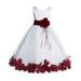 Ekidsbridal Satin Floral Petals Rose Tulle White Flower Girl Dress Formal Evening Gown Pretty Princess Wedding Photoshoot Ballroom 007 12