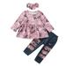 KIMI BEAR Infant Baby Girls Pants Outfits 18 Months Infant Girls Fall Winter Clothes 24 Months Girls Sweet Floral Long Sleeve Top Ripped Jeans Headband 3PCs Set Purple