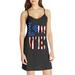 Spaghetti Strap Dresses for Women Sleeveless USA American Flag Stars Stripes Print Patriotic Summer Slip Tank Dress