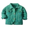 Konbeca Toddler Baby Girls Jean Jacket Coat Fall Winter Tie Dye Ripped Denim Jacket Button Down Coat for Kids Boys Kids Jean Jacket Coat Green 2-3 Years