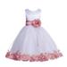 Ekidsbridal Satin Floral Petals Rose Tulle White Flower Girl Dress Formal Evening Gown Pretty Princess Wedding Photoshoot Ballroom 007 12