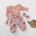 GRNSHTS Newborn Baby Girl Clothes Set Long Sleeve Romper Bodysuit Jumpsuit Floral Pants Outfit Clothes 0-12M