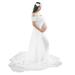 FaLX Pregnant Women Dress Solid Color Front Slit Off Shoulder Floor-Length Pregnant Princess Photo Props