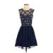 As U Wish Casual Dress - A-Line High Neck Sleeveless: Blue Print Dresses - Women's Size 3