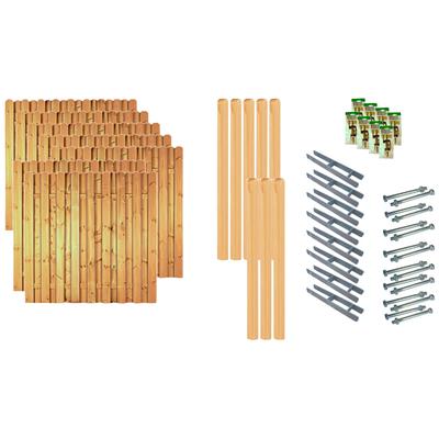 Bohlenzaun TETZNER & JENTZSCH "Los Angeles 5", grün (grün, braun), H:180cm, Holz, Stahl, Zaunelemente, 7 Elemente, LxH: 