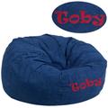 Personalized Oversized Denim Bean Bag Chair for Kids and Adults [DG-BEAN-LARGE-DENIM-TXTEMB-GG] - Flash Furniture DG-BEAN-LARGE-DENIM-TXTEMB-GG