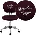 Personalized Mid-Back Burgundy Mesh Swivel Task Office Chair with Chrome Base [H-2376-F-BY-TXTEMB-GG] - Flash Furniture H-2376-F-BY-TXTEMB-GG