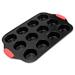 NutriChef 16” 12 Cup Muffin Non Stick Baking Pan, Deluxe Gray Carbon Steel Bake Pan w/ Red Silicone Handles | 1.18 H x 10.43 W x 16.22 D in | Wayfair