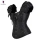 Corset Bustier à Manches Bouffantes et Volants pour Femme Bustier en Acier Sexy à la Taille