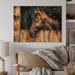 Union Rustic The Head of a Horse in Stable - Unframed Painting on Wood in Black/Brown | 12 H x 20 W x 1 D in | Wayfair