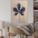 Winston Porter Navy Blue Chestnut Leaf - Unframed Painting on Wood in Blue/Brown/White | 12 H x 8 W x 1 D in | Wayfair