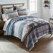 Loon Peak® Ddene Microfiber Reversible 3 Piece Quilt Set Polyester/Polyfill/Microfiber in Black/Blue/Brown | King Quilt + 2 King Shams | Wayfair