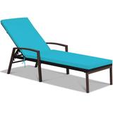 Gymax Adjustable Rattan Chaise Recliner Lounge Chair Patio Outdoor w/ - See Details