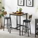 Mieres Industrial Style Rustic Farmhouse 3 Pieces Dining Table Set, Bar Table Set with 2 Bar Stools for Kitchen, Dining Room