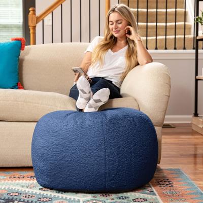 Jaxx Ellis Pouf - Modern Shearling Faux-Lamb Plush Fleece Ottoman